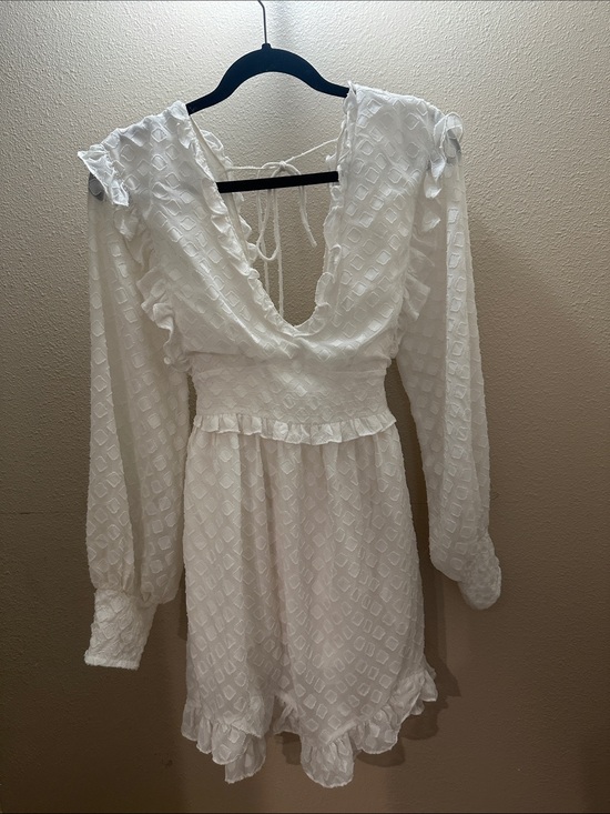 Skylar + Madison Dresses & Skirts - Skylar + Madison White Swiss Dot Long Sleeve Mini Dress